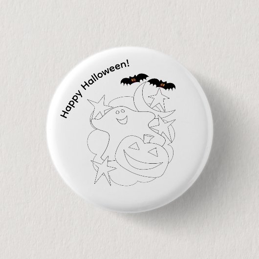 かわいいおばけのかぼちゃコウモリ ハロウィンを彩ろう 缶バッジ (正面)