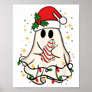 かわいいおばけのイルミネーション ツリー ケーキ メリークリスマス おもしろい ポスター
