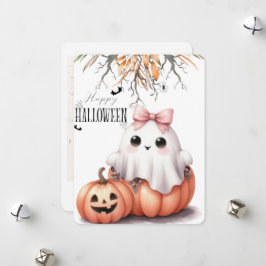 かわいいおばけのカボチャとコウモリのハロウィン シーズンカード