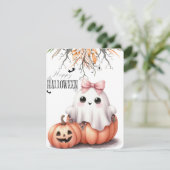 かわいいおばけのカボチャとコウモリのハロウィーン シーズンカード (スタンド正面)