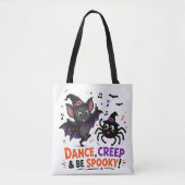 かわいいおばけのコウモリとクモのダンス トートバッグ (正面)