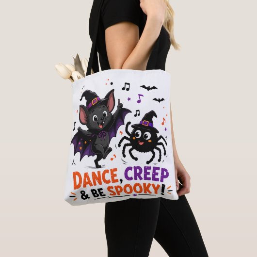 かわいいおばけのコウモリとクモのダンス トートバッグ (クローズアップ)