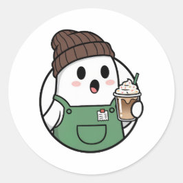 かわいいおばけのコーヒー紙コップ – 楽しいキャラクターの使い捨て ラウンドシール