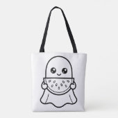 かわいいおばけのスイカサマーぬりえ トートバッグ (裏面)