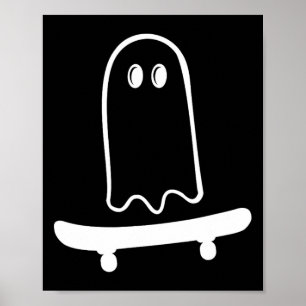 かわいいおばけのスケートボード　ハロウィンのスケボー好きに ポスター