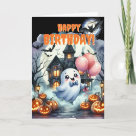 かわいいおばけのハウス ハロウィン誕生日 シーズンカード