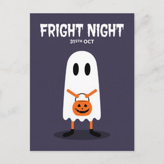 かわいいおばけのハロウィンおそろしい夜 シーズンポストカード (正面)