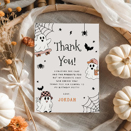 かわいいおばけのハロウィンお誕生日パーティー サンキューカード