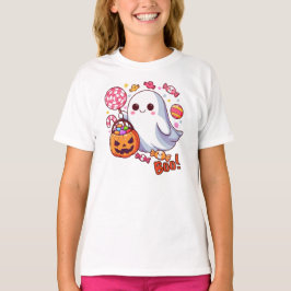 かわいいおばけのハロウィンの幽霊、かぼちゃ、お菓子 Tシャツ