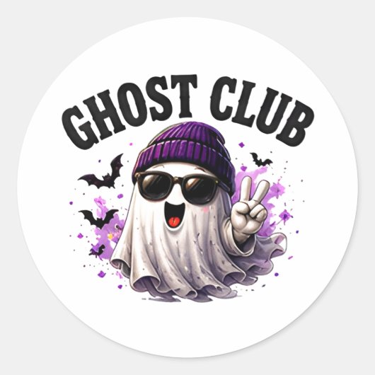 🎃 かわいいおばけのハロウィンの言葉 👻 ラウンドシール (正面)