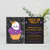 かわいいおばけのハロウィンカップケーキ子供パーティー 招待状 (スタンド正面)