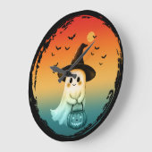 かわいいおばけのハロウィンカボチャの秋 ラージ壁時計 (傾斜)
