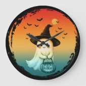 かわいいおばけのハロウィンカボチャの秋 ラージ壁時計 (正面)