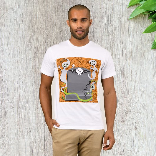 かわいいおばけのハロウィンガーゴイルと墓石 Tシャツ