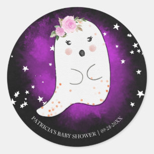 かわいいおばけのハロウィンガールベビーシャワークラシックロ ラウンドシール