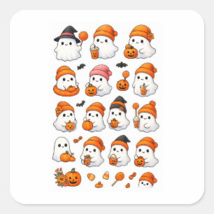 かわいいおばけのハロウィンステッカーシート| スクエアシール
