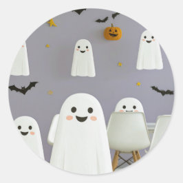 かわいいおばけのハロウィンステッカー ラウンドシール