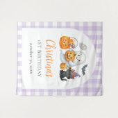 かわいいおばけのハロウィンパーティー 1歳の誕生日 タペストリー (正面(横))