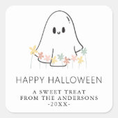 かわいいおばけのハロウィンフラワー スクエアシール (正面)