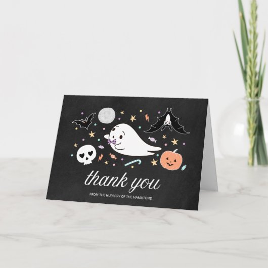 かわいいおばけのハロウィンベビーシャワーのお礼カード カード (正面)