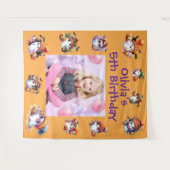 かわいいおばけのハロウィン子供の誕生日写真 タペストリー (正面(横))