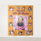 かわいいおばけのハロウィン子供の誕生日写真 タペストリー (正面)