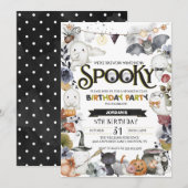かわいいおばけのハロウィン誕生日パーティー 招待状 (正面/裏面)