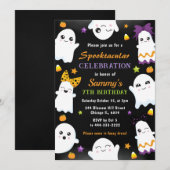 かわいいおばけのハロウィン誕生日パーティー 招待状 (正面/裏面)