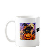 かわいいおばけのハロウィン黒猫とかぼちゃのマグカップ