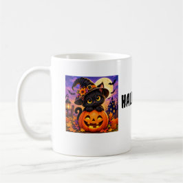 かわいいおばけのハロウィン黒猫とかぼちゃのマグカップ コーヒーマグカップ