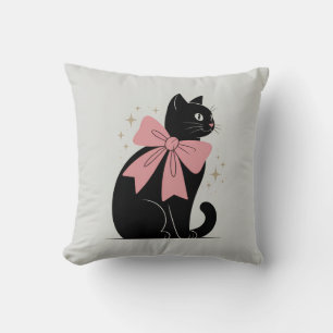 かわいいおばけのハロウィン黒猫のリボン クッション