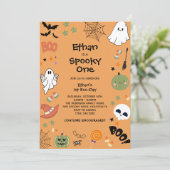 かわいいおばけのハロウィン1歳誕生日 招待状 (スタンド正面)