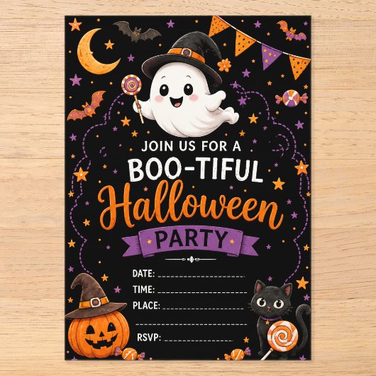 かわいいおばけのハロウィン アクリル招待状 (正面)