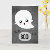 かわいいおばけのハロウィン カード (黄色い花)