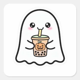かわいいおばけのハロウィン パンプキン ボバ スクエアシール