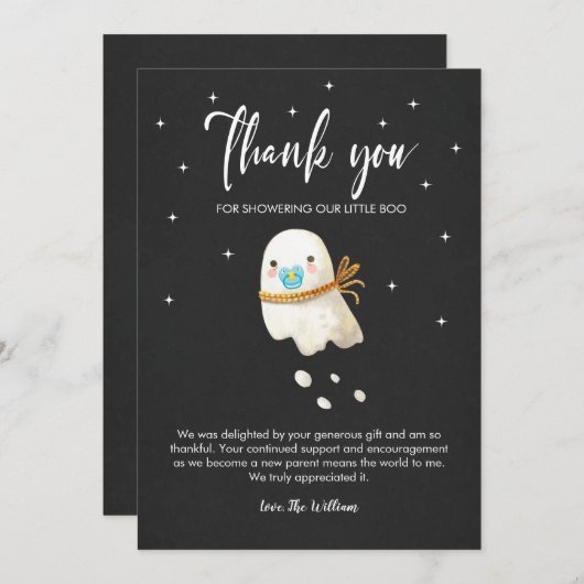 かわいいおばけのハロウィン ベビーシャワー 感謝カード 招待状 (正面/裏面)