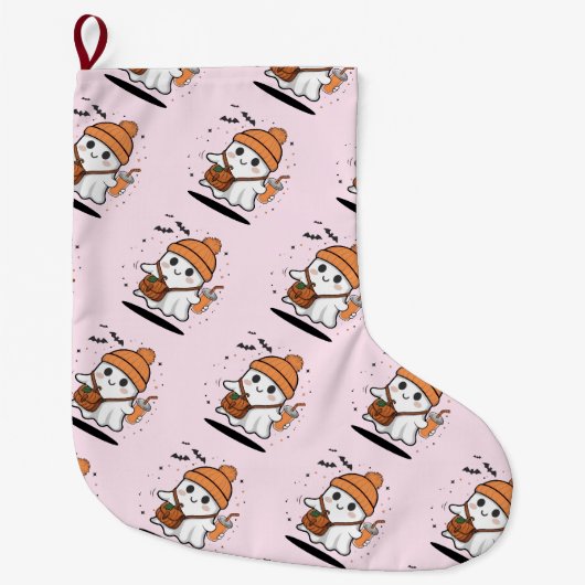かわいいおばけのハロウィン ラージクリスマスストッキング (正面)