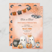 かわいいおばけのハロウィン 招待状 (正面/裏面)
