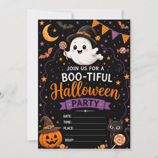 かわいいおばけのハロウィン 招待状 (正面)
