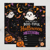 かわいいおばけのハロウィン 招待状 (正面/裏面)