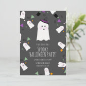かわいいおばけのハロウィン 誕生日 コスチューム 魔法使い 招待状 (スタンド正面)