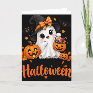 かわいいおばけのハロウィンTシャツ - ハッピーハロウィンのかぼちゃ カード