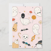 かわいいおばけのハロウィーンスプーキーな1歳の誕生日パーティー 招待状 (裏面)