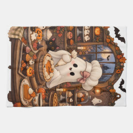 かわいいおばけのパティシエ ハロウィン ほーら話のベーカリー キッチンタオル