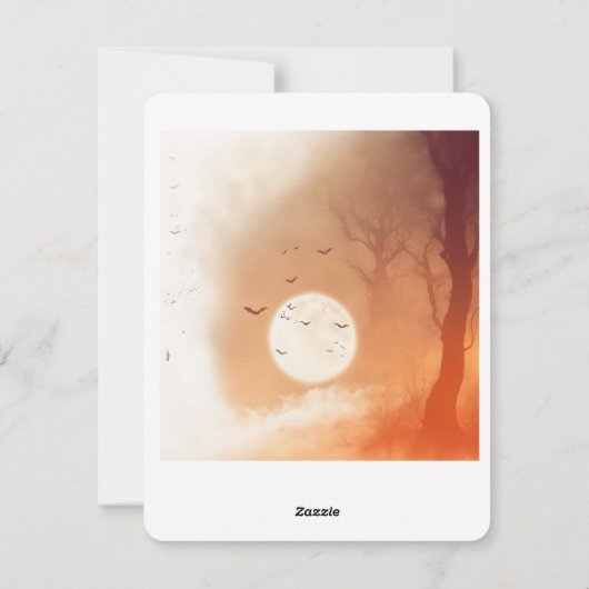 かわいいおばけのパンプキンとコウモリのハロウィーン シーズンカード (裏面)