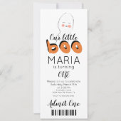 かわいいおばけのブー  チケットスタイルのパーティー招待状 招待状 (正面)