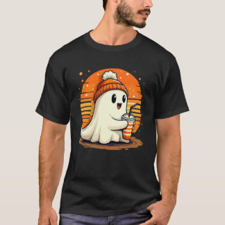 かわいいおばけのレースの幼児用おばけのかぼちゃのアイスコーヒーH Tシャツ