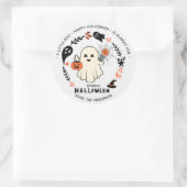 かわいいおばけの丸型ステッカー ハロウィン ラウンドシール (バッグ)