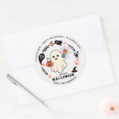かわいいおばけの丸型ステッカー ハロウィン ラウンドシール (封筒)