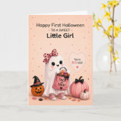 かわいいおばけの初ハロウィン カード (黄色い花)